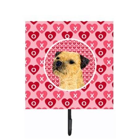 Micasa 4.25 x 7 in. Border Terrier Valentines Love and Hearts Leash Or Key Holder MI628460